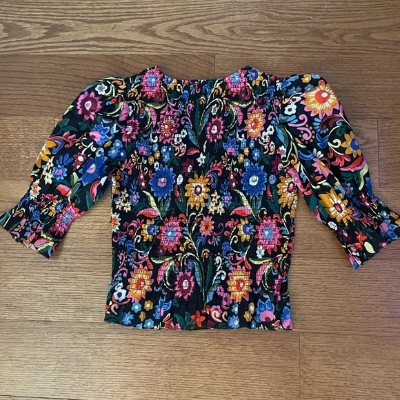 Boden Smocked Floral Ruffle Top 2 Colorful Bright Cottagecore Fairy - Picture 3 of 7